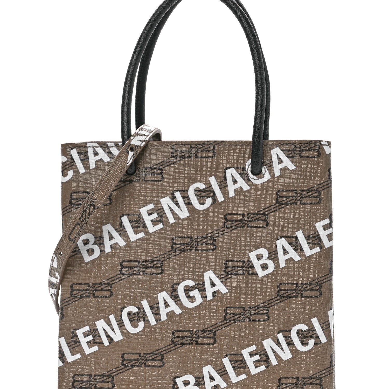 Balenciaga Coated Canvas BB Monogram Allover Logo Shopping Bag Beige Brown Black 8 of 10