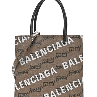 Balenciaga Coated Canvas BB Monogram Allover Logo Shopping Bag Beige Brown Black 8 of 10