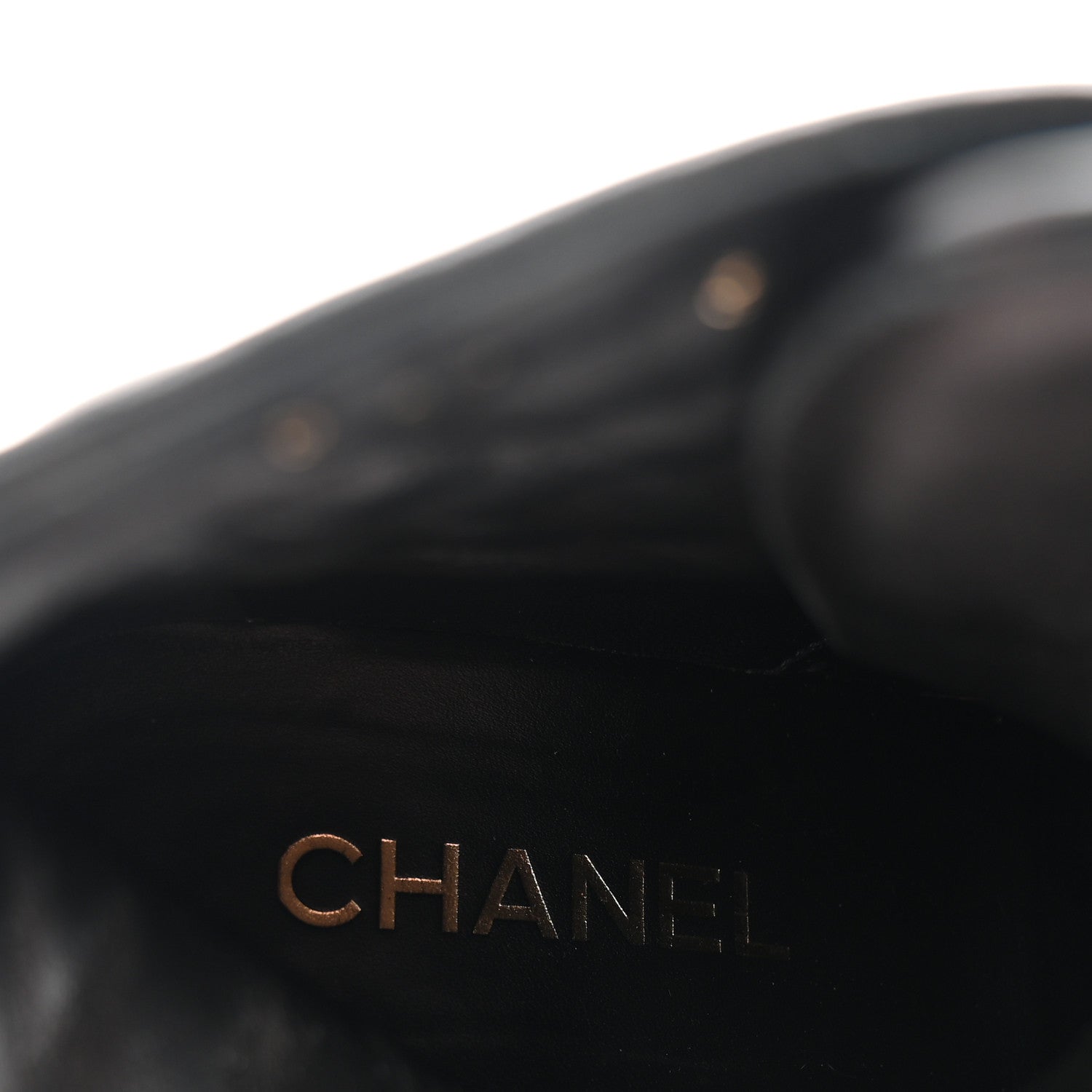 Chanel Shiny Calfskin Patent Quilted Chain Lace Up Combat Boots 38 Black 9 of 10
