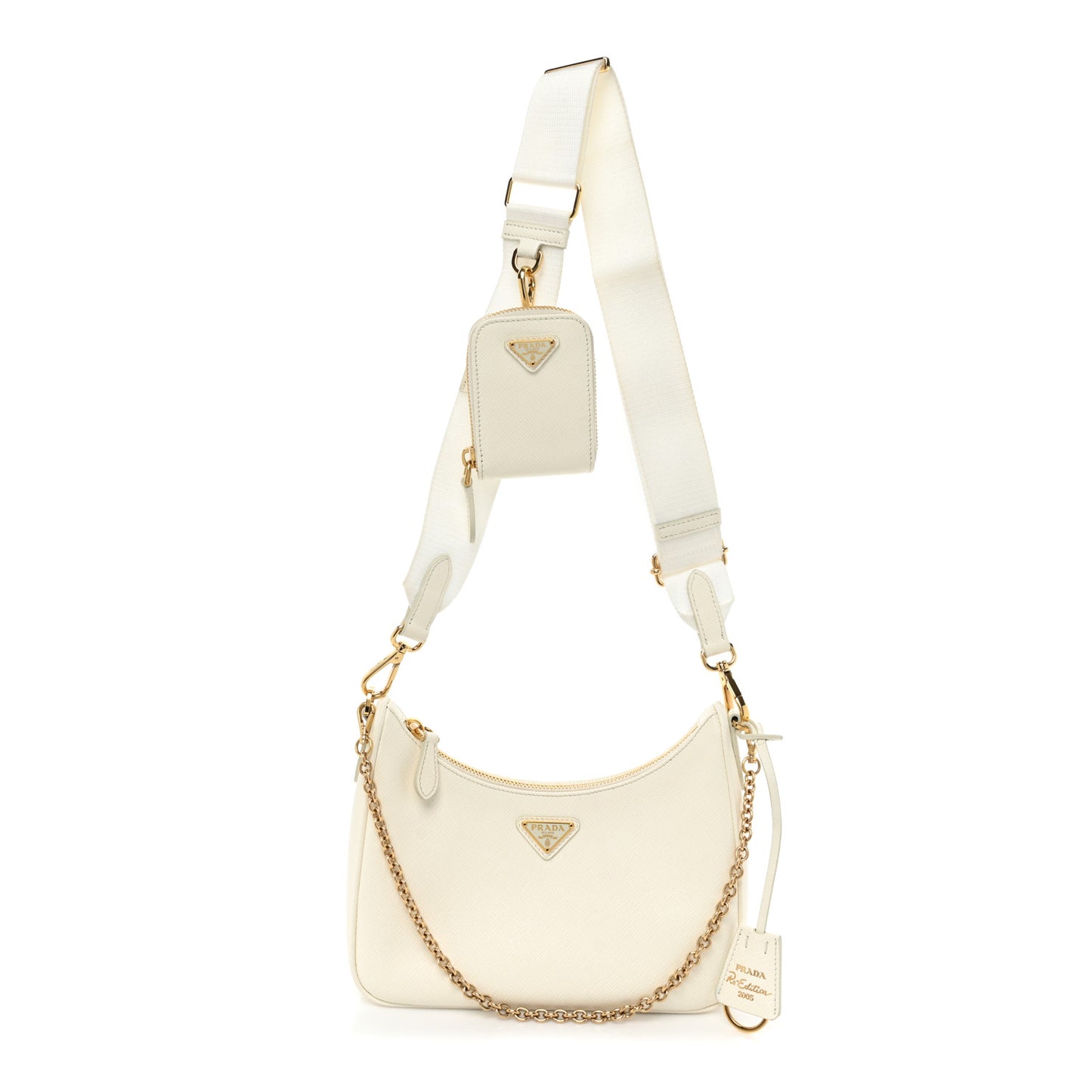 Saffiano Re-Edition 2005 Shoulder Bag White