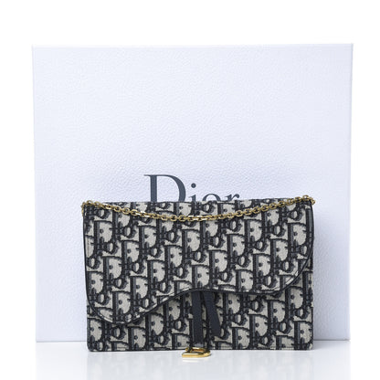Christian Dior Oblique Saddle Chain Pouch Blue 10 of 10