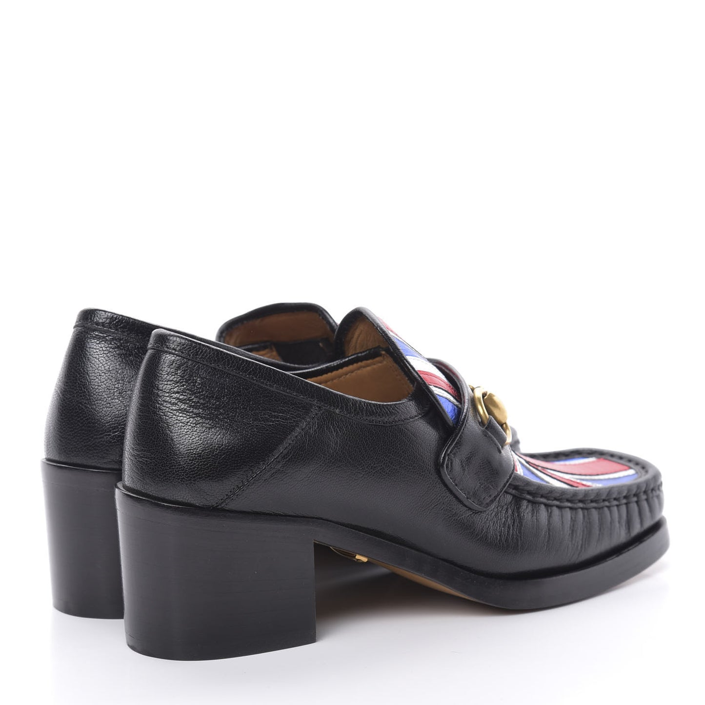 Lambskin Union Jack Horsebit Loafer Pumps 35.5 Black