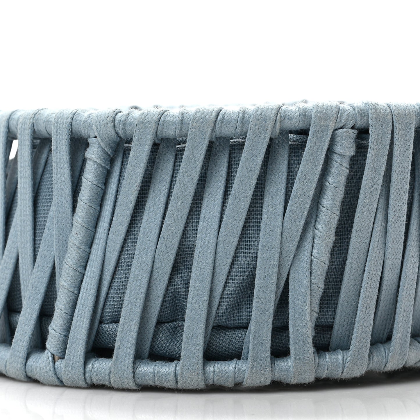 Raffia Eco Alter Nappa Perforated Logo Round Crossbody Bag Cameo Blue
