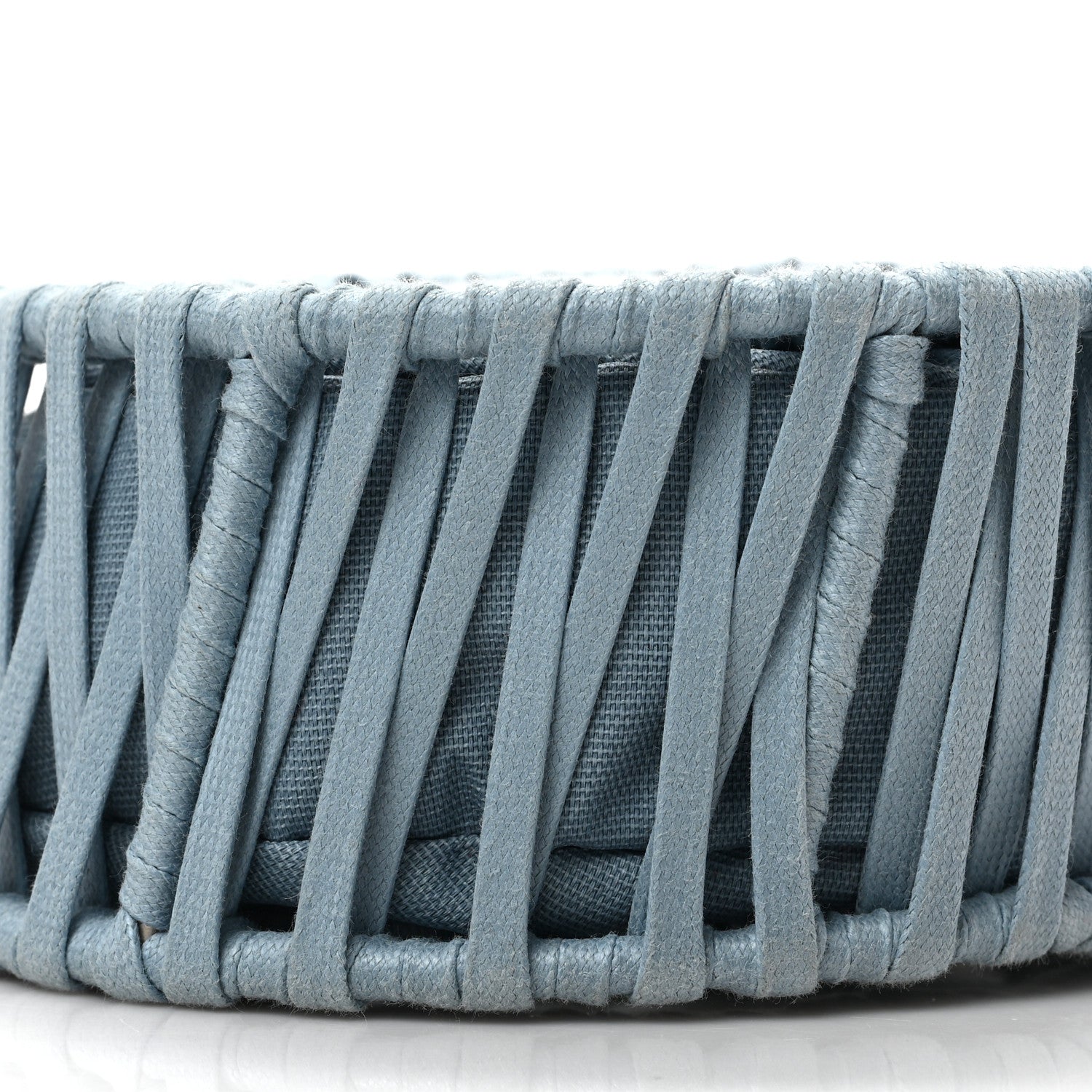 Stella McCartney Raffia Eco Alter Nappa Perforated Logo Round Crossbody Bag Cameo Blue 7 of 8