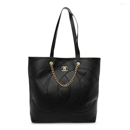 Chanel Calfskin Stitched CC Shopper Tote Black 1 of 12