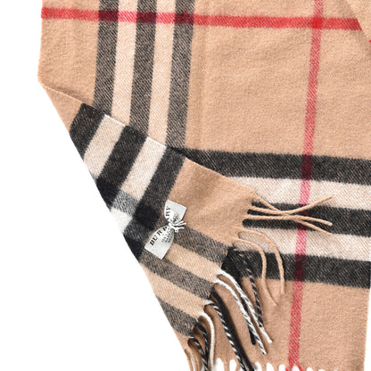 Burberry Cashmere Giant Check Fringe Scarf Camel 3 of 3
