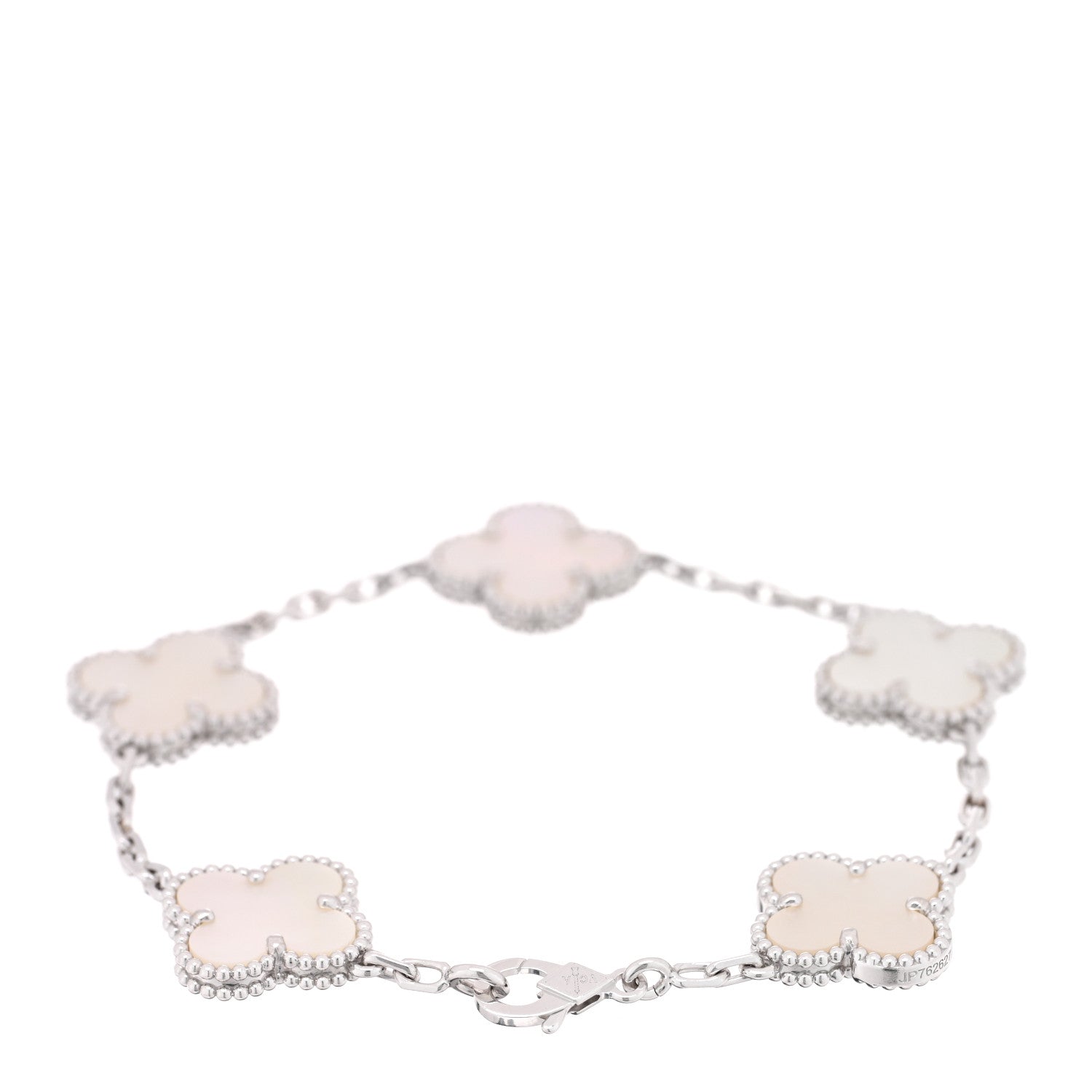 Van Cleef & Arpels 18K White Gold Mother of Pearl 5 Motifs Vintage Alhambra Bracelet 2 of 4