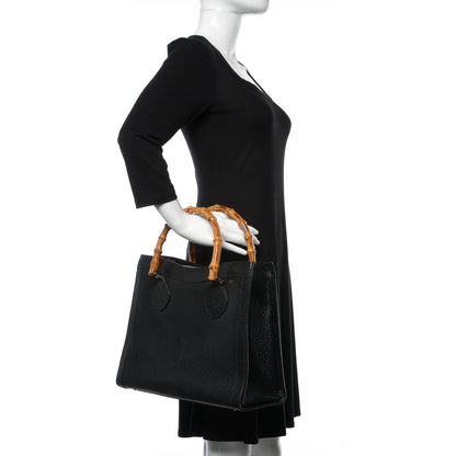 Gucci Calfskin Bamboo Top Handle Tote Black 2 of 11