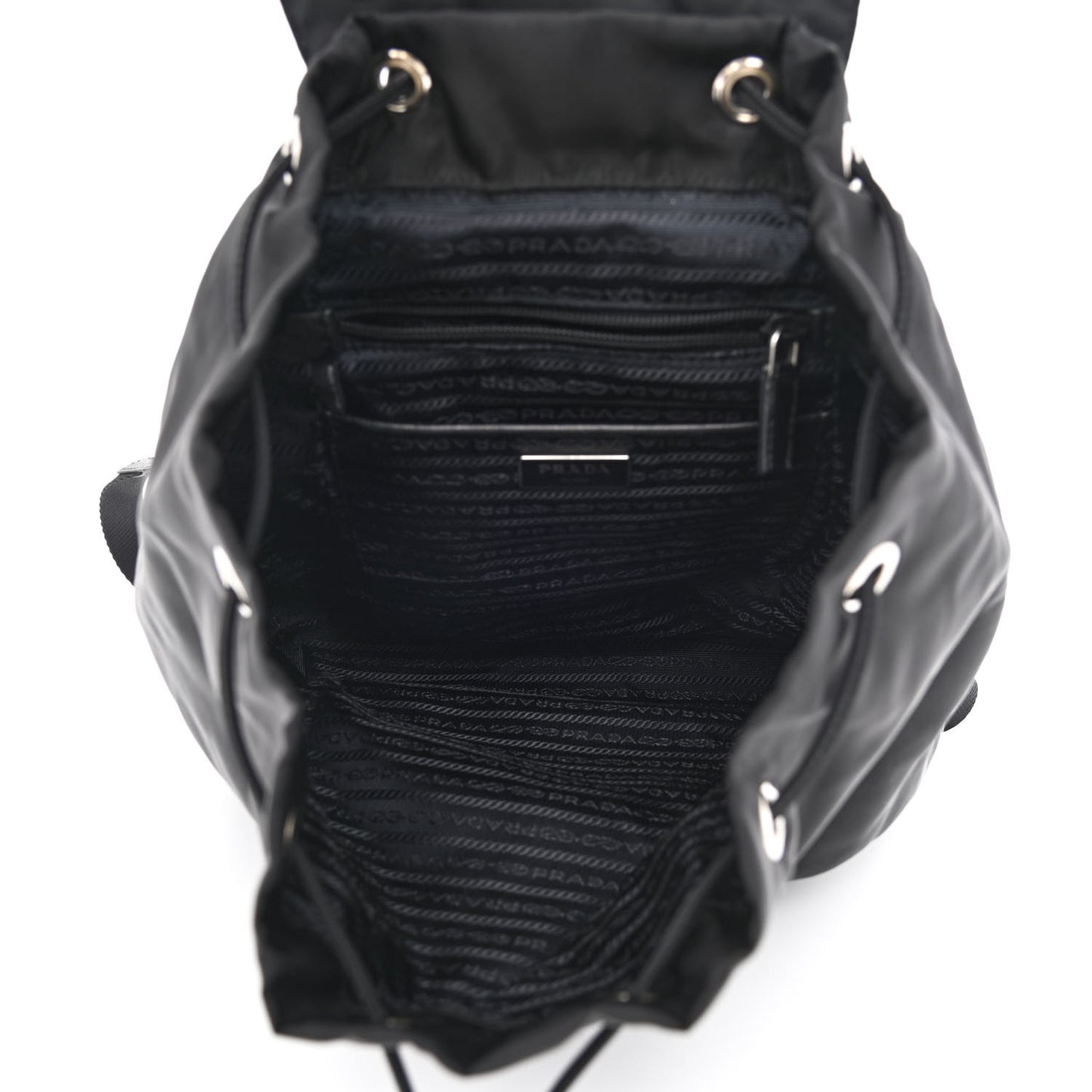 Nylon Vela Saffiano Small Cinch Backpack Black