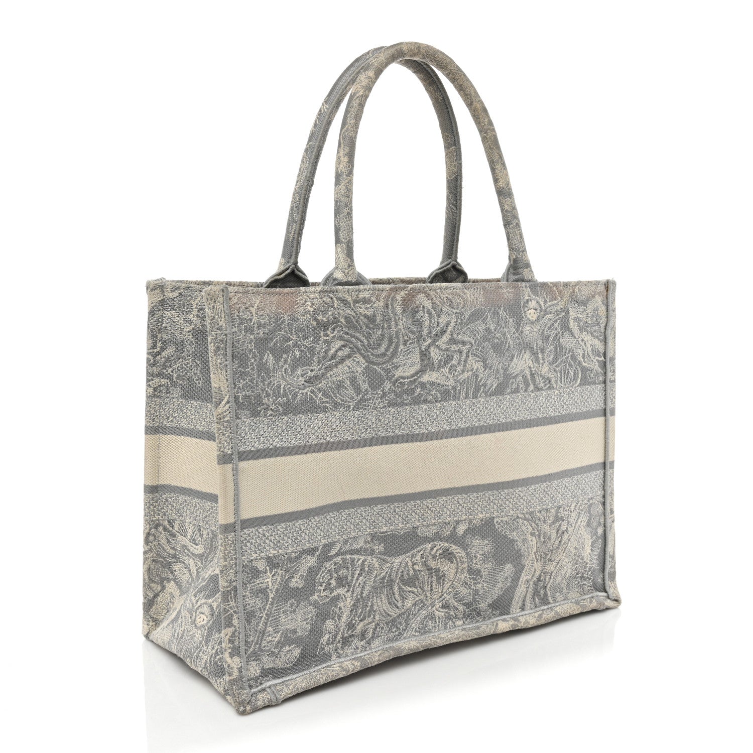 Christian Dior Canvas Embroidered Medium Dioriviera Toile De Jouy Reverse Book Tote Gray 3 of 20