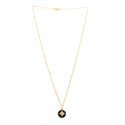 Louis Vuitton 18K Yellow Gold Diamond Black Onyx Color Blossom Medallion Pendant Necklace 3 of 6