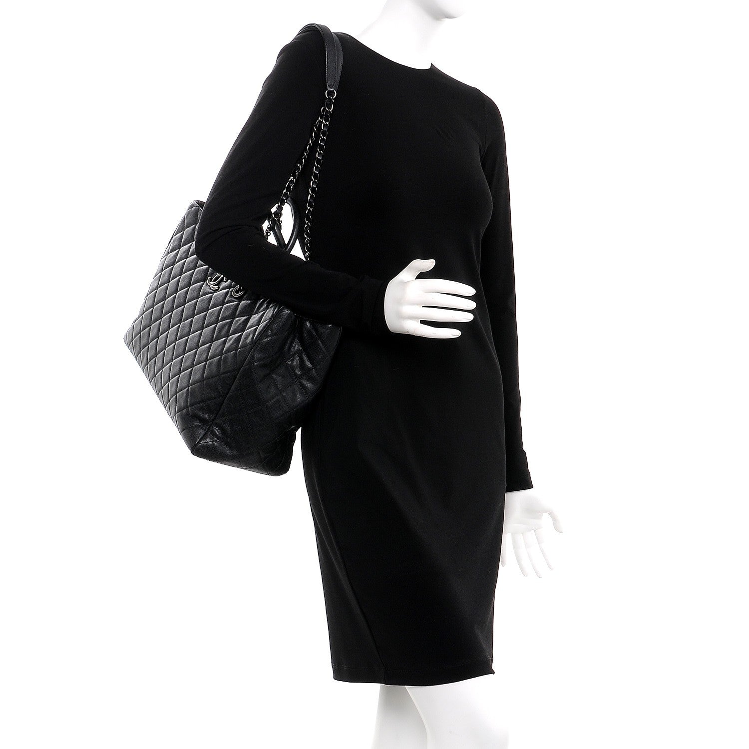 Chanel Caviar Quilted Large Coco Handle Shopping Tote Black 2 of 10