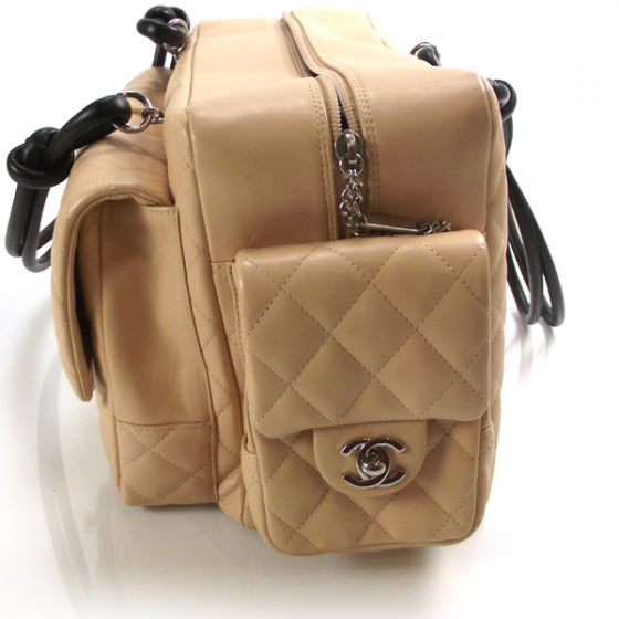 Chanel Calfskin Quilted Large Cambon Multipocket Reporter Beige Black 6 of 10