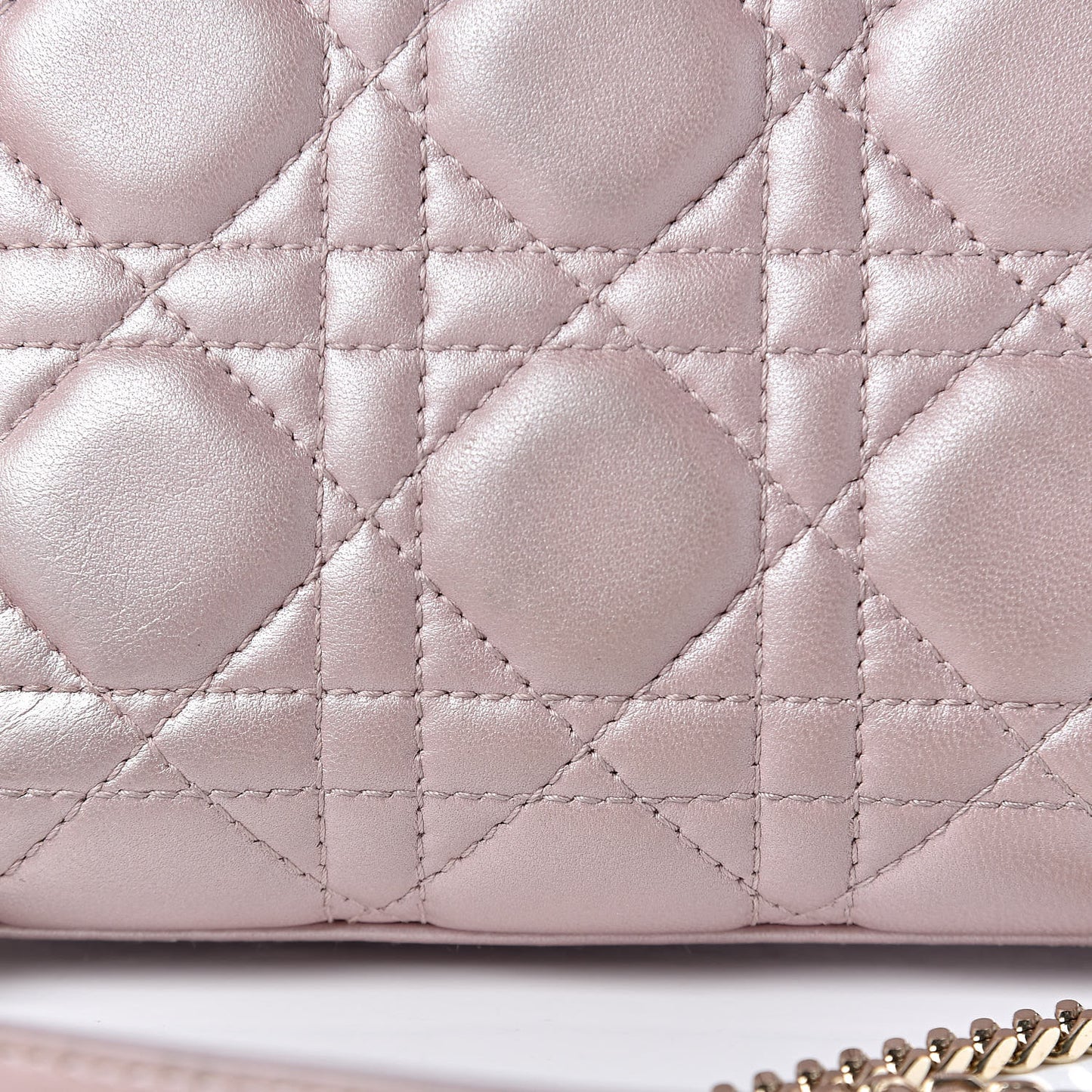 Metallic Lambskin Cannage Mini Lady Dior Lotus