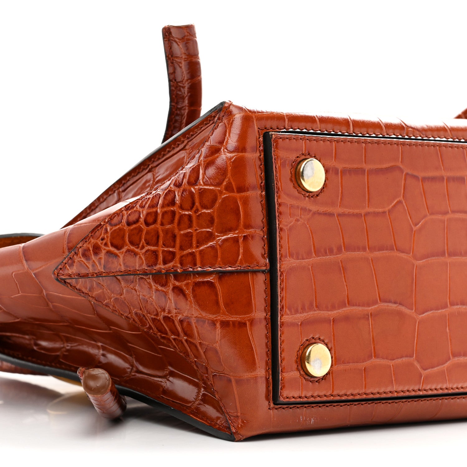 Proenza Schouler Calfskin Crocodile Embossed Small Pipe Bag Chestnut 9 of 13