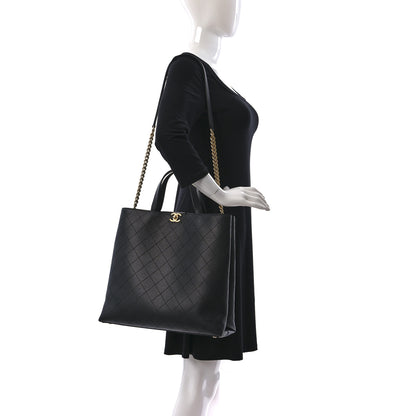 Chanel Caviar Stitched Large Shopping Tote Bag Black 2 of 9
