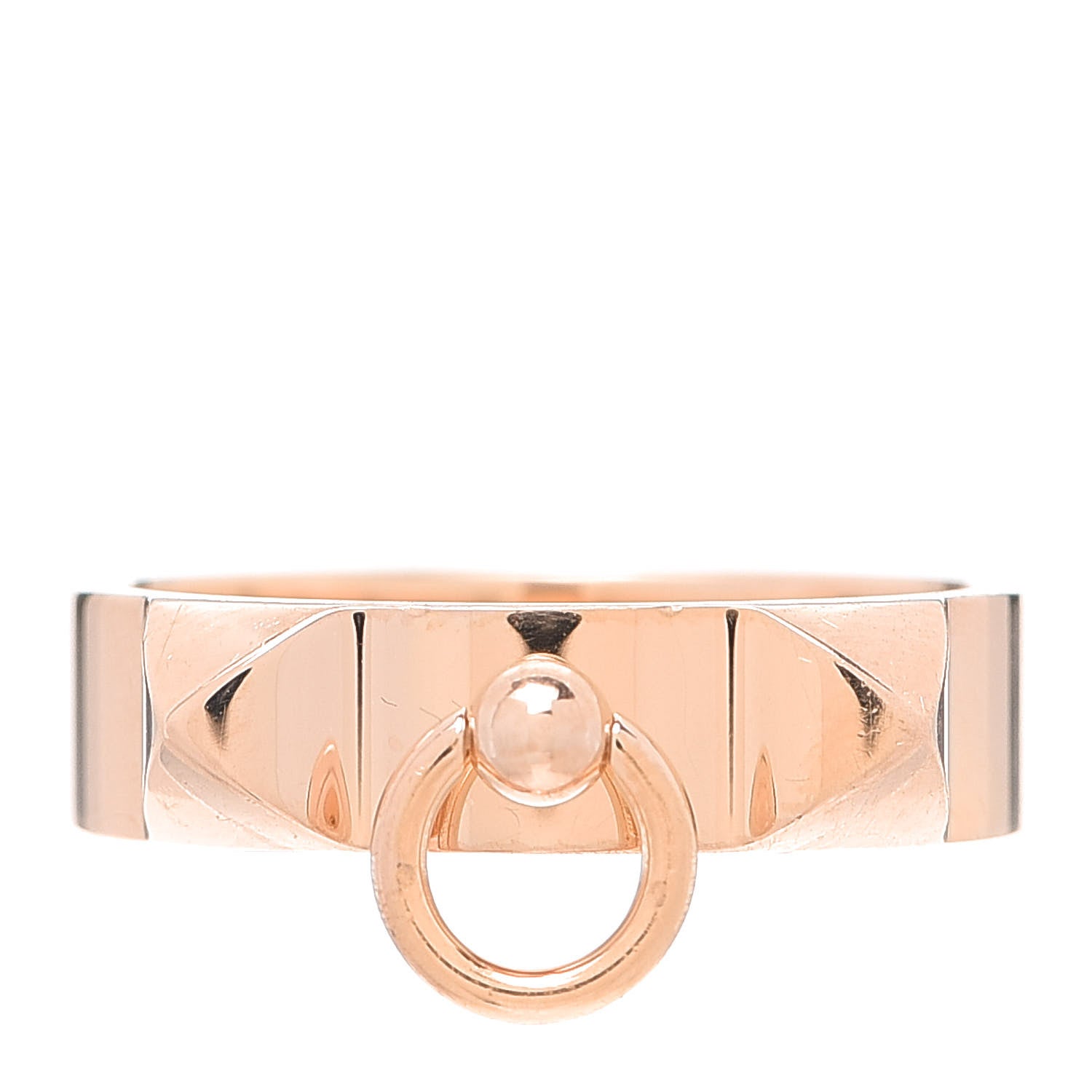 Hermes 18K Rose Gold PM Collier De Chien Ring 54 6.75 1 of 5
