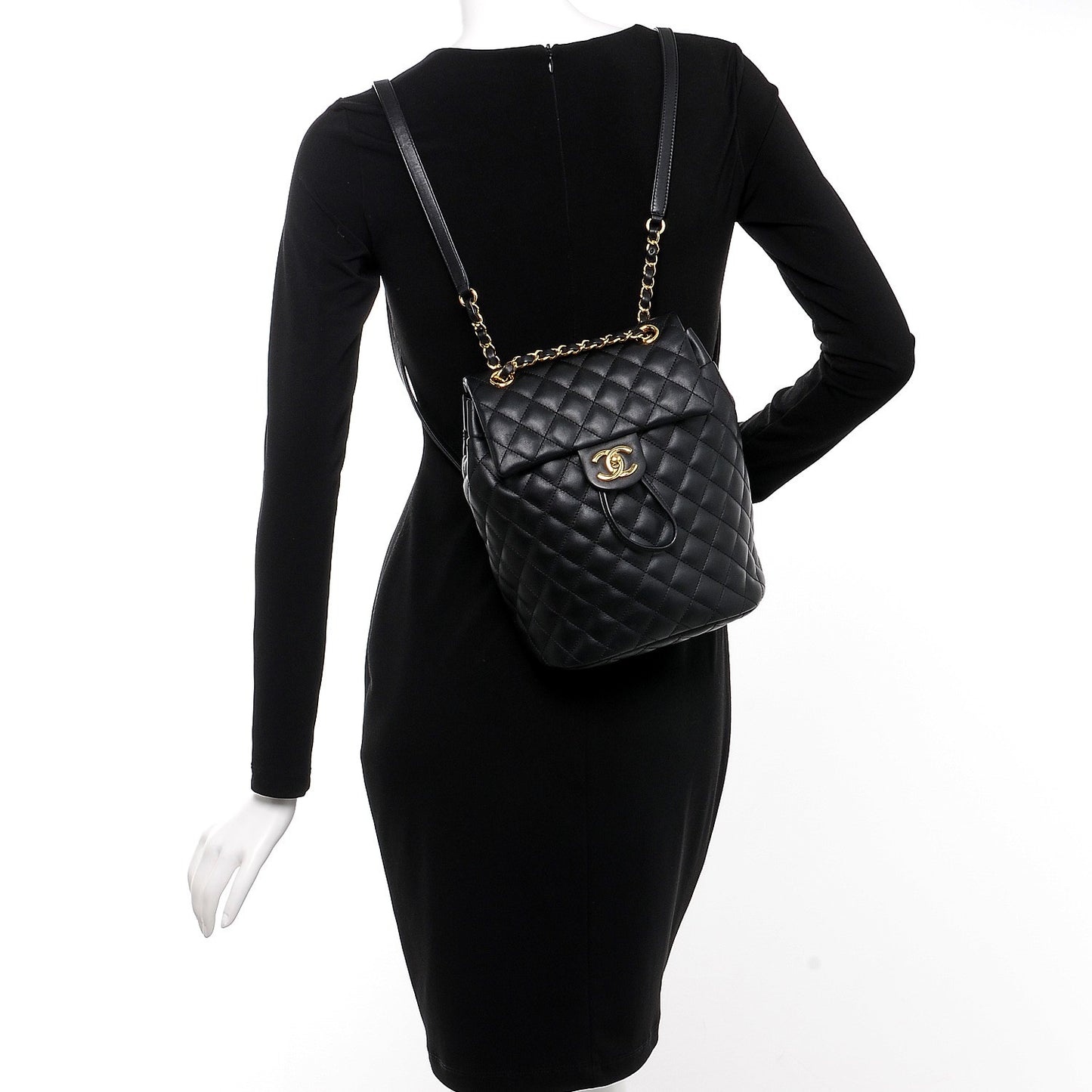 Calfskin Quilted Small Urban Spirit Backpack Black