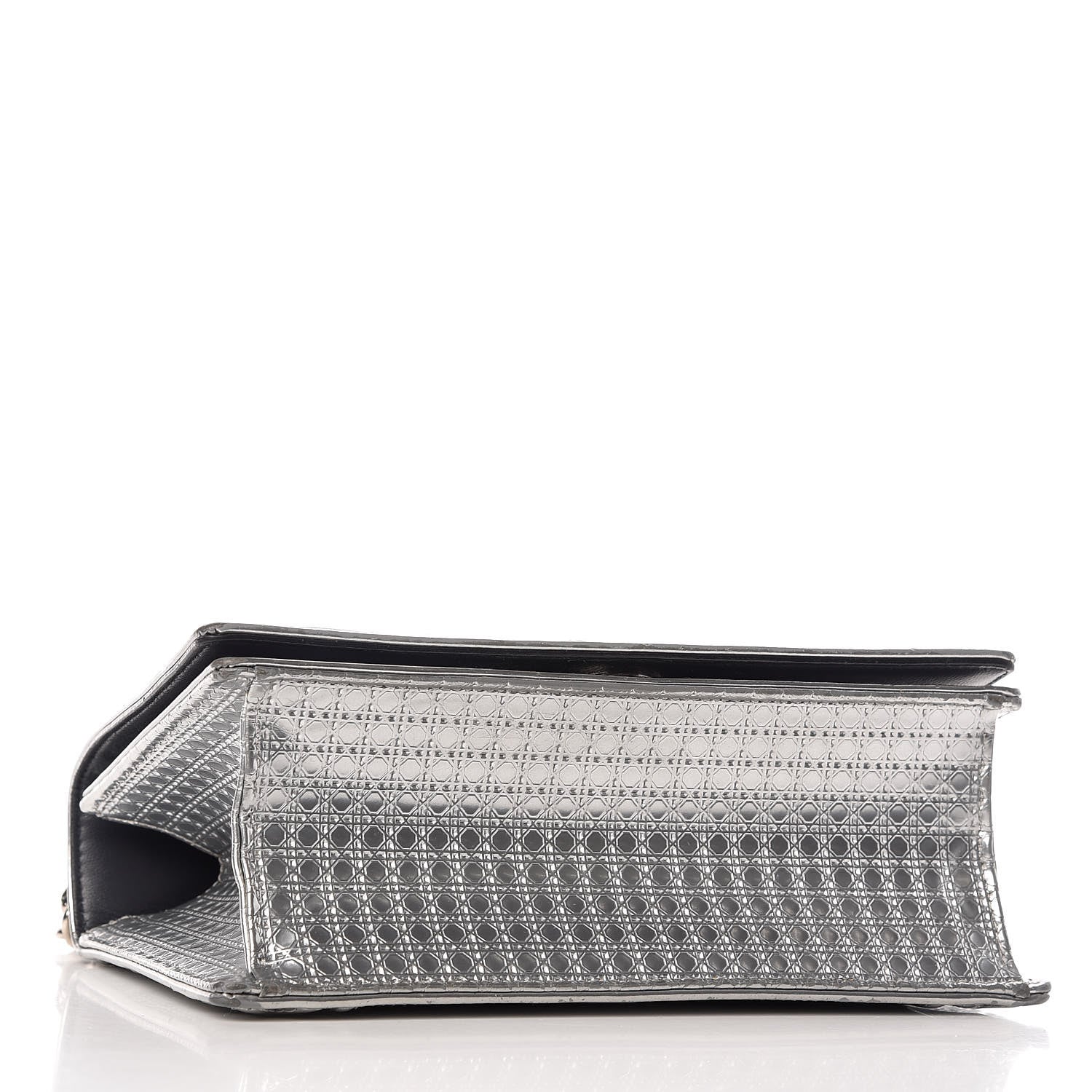 Christian Dior Metallic Patent Micro-Cannage Small Diorama Flap Bag Silver 4 of 25