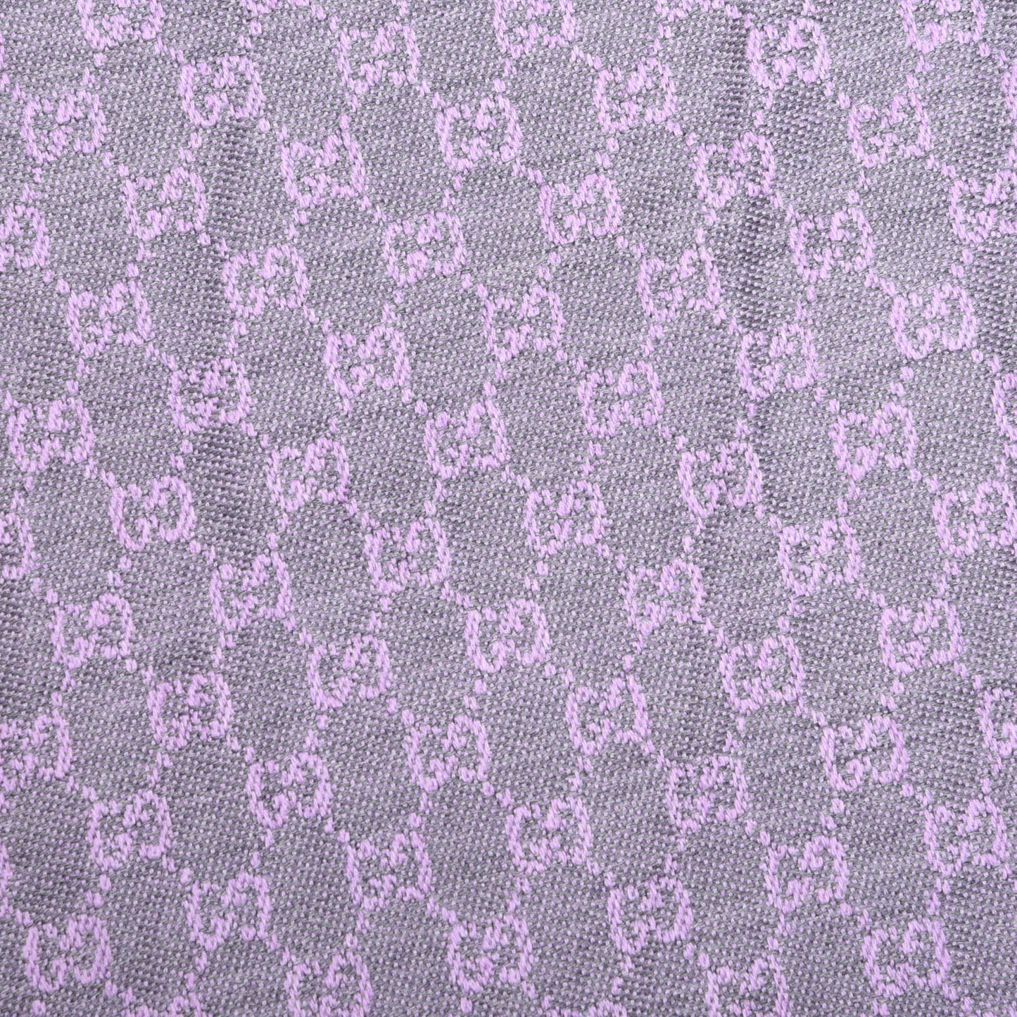 Wool GG Monogram Reversible New Sten Fringe Scarf Flannel Light Purple