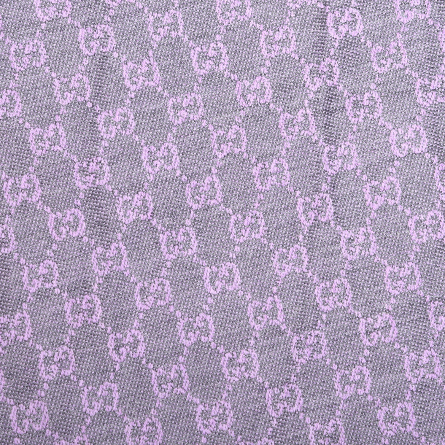 Gucci Wool GG Monogram Reversible New Sten Fringe Scarf Flannel Light Purple 3 of 4