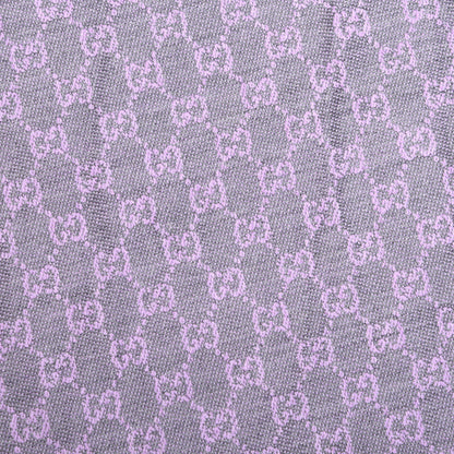 Gucci Wool GG Monogram Reversible New Sten Fringe Scarf Flannel Light Purple 3 of 4