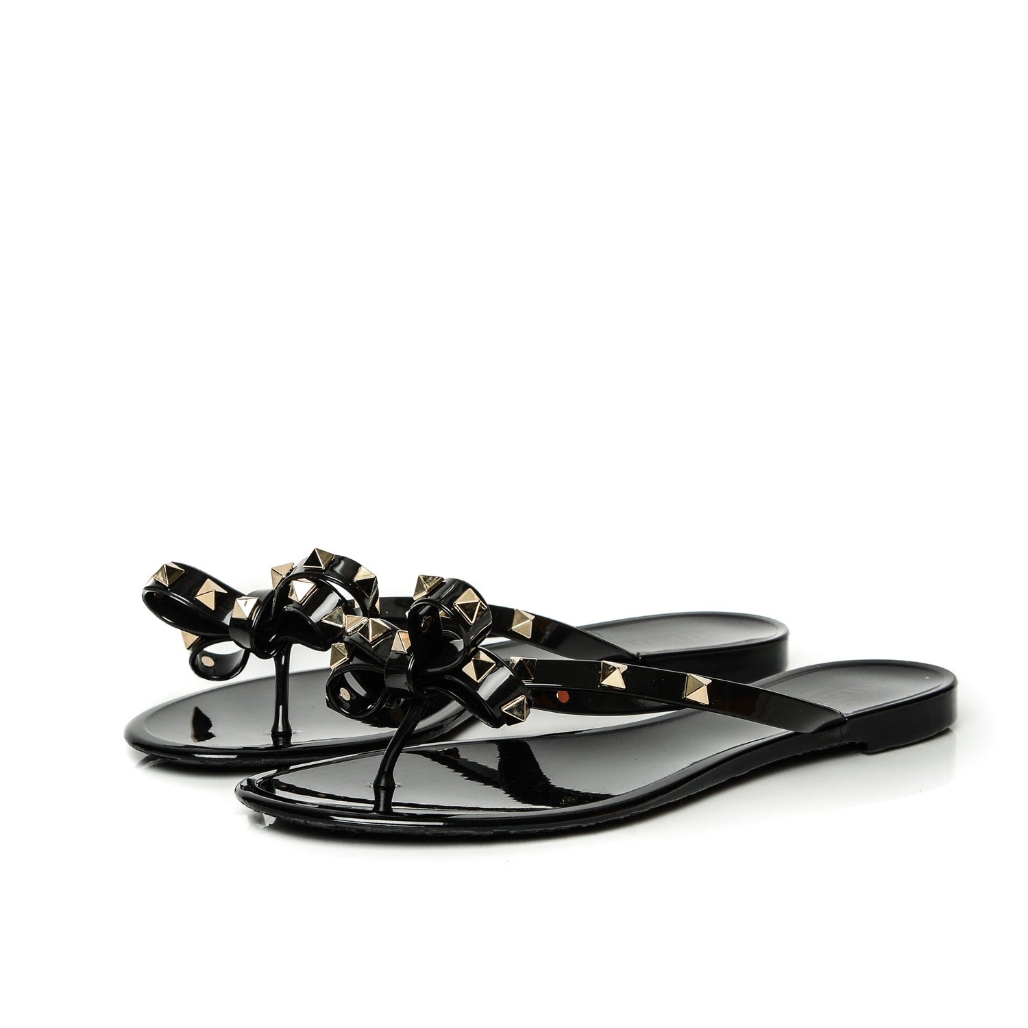 Valentino Garavani PVC Jelly Rockstud Bow Thong Sandals 39 Black 3 of 6