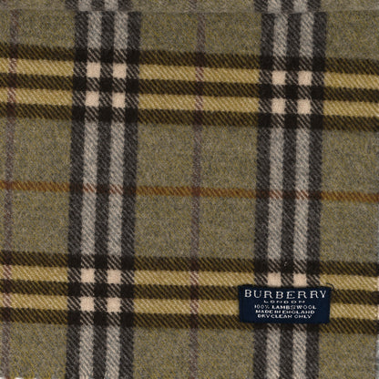 Burberry Lambswool Check Fringe Scarf Green 3 of 3