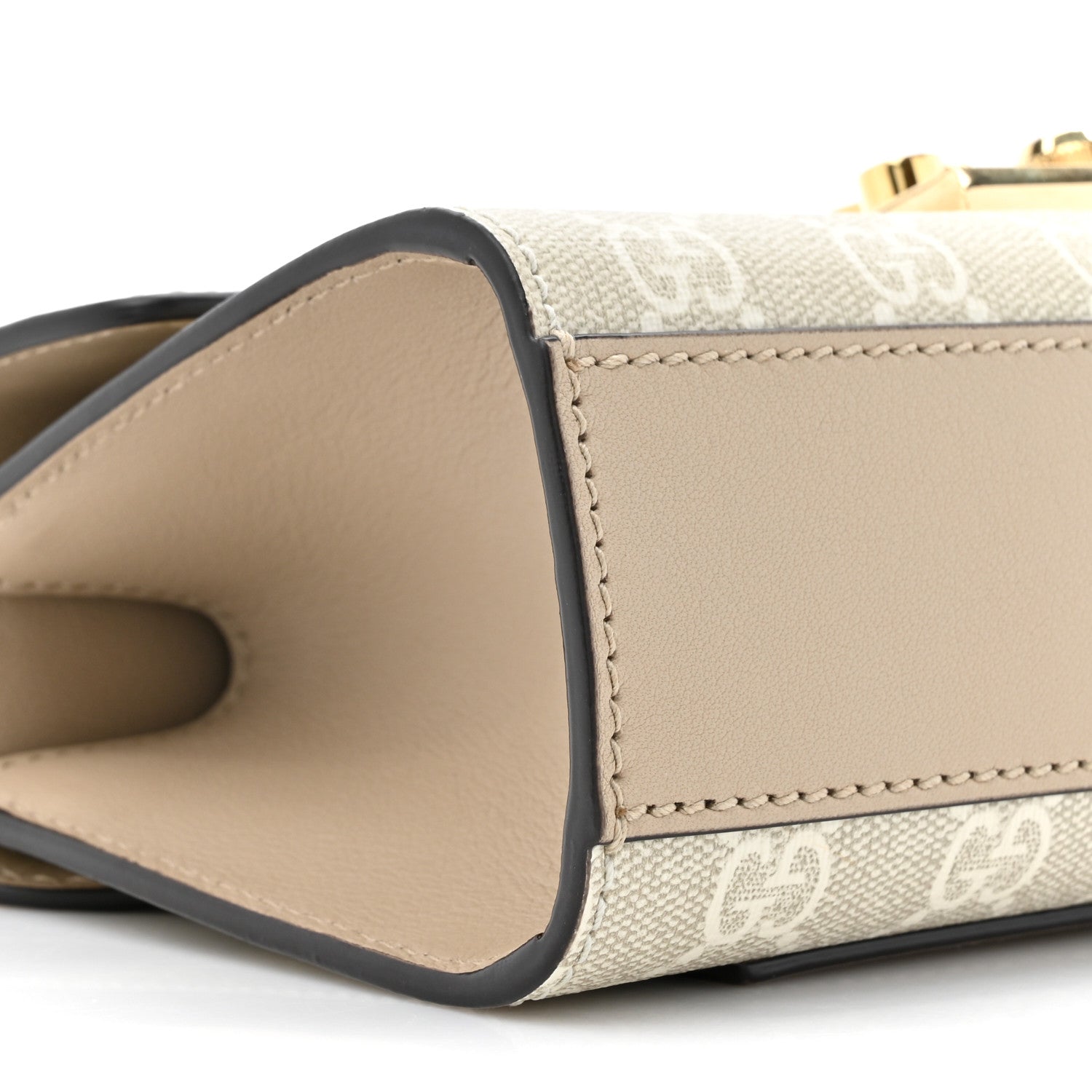 Gucci GG Supreme Monogram Calfskin Mini Padlock Shoulder Bag Beige Mystic White Oatmeal 10 of 11