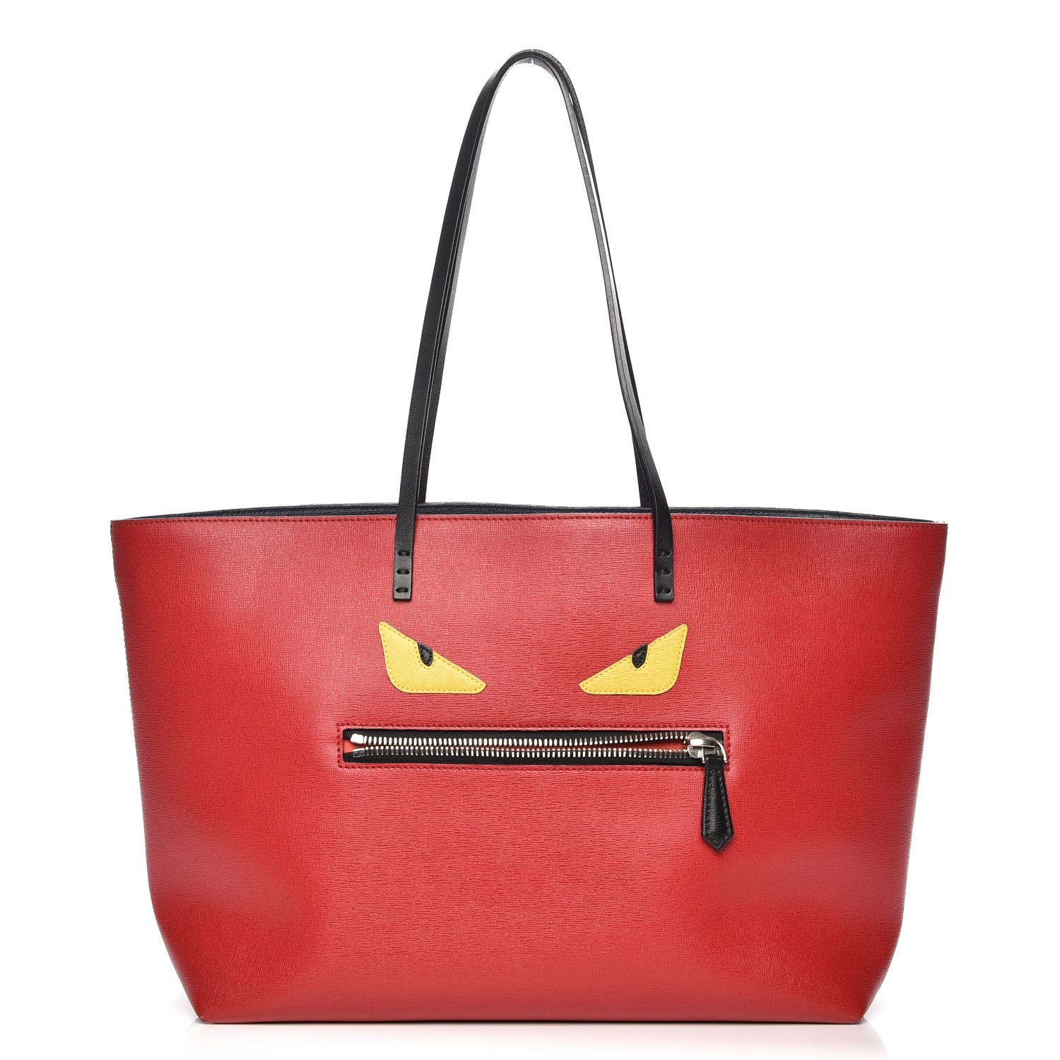 Fendi Vitello Elite Cuoio Monster Buggies Medium Roll Tote Mattone Black Multicolor Lavagna 1 of 11