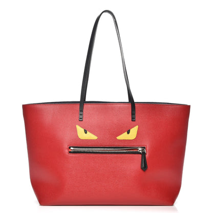 Fendi Vitello Elite Cuoio Monster Buggies Medium Roll Tote Mattone Black Multicolor Lavagna 1 of 11