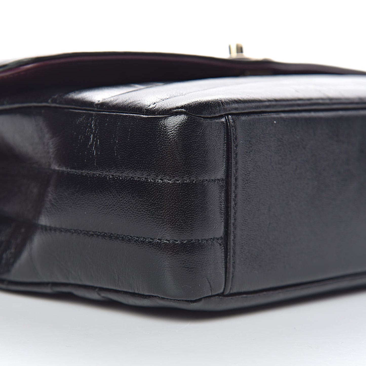 Shiny Lambskin Chevron Quilted Miroir Black