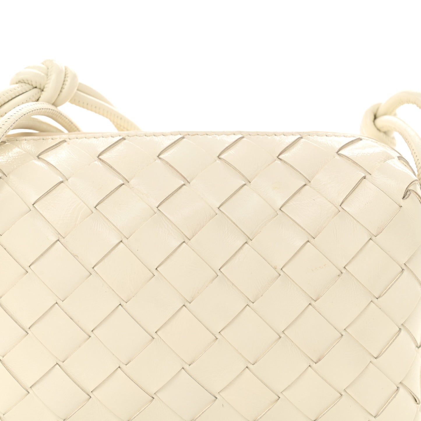 Nappa Intrecciato Metallic Knot Mini Loop Camera Bag Bone