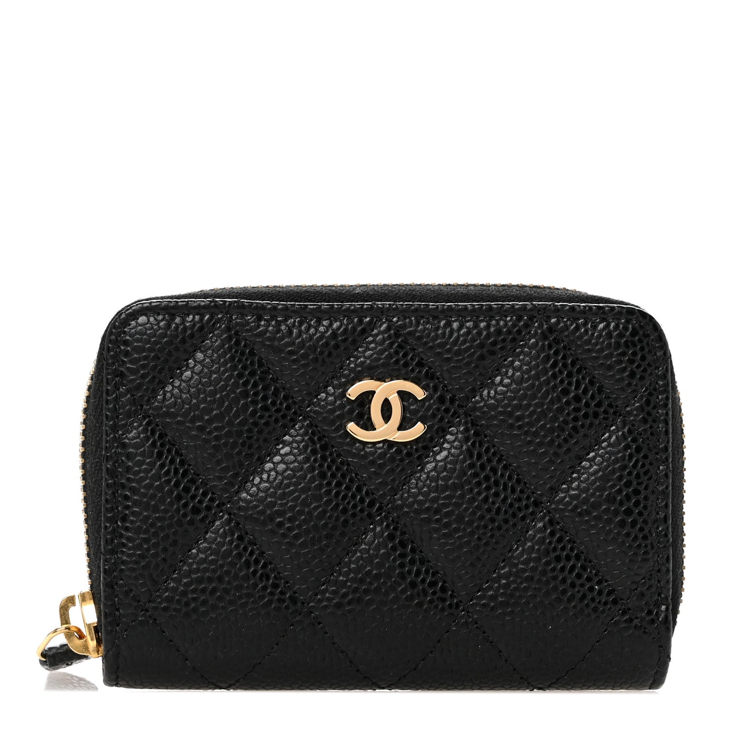 Caviar Quilted Zip Coin Purse Black