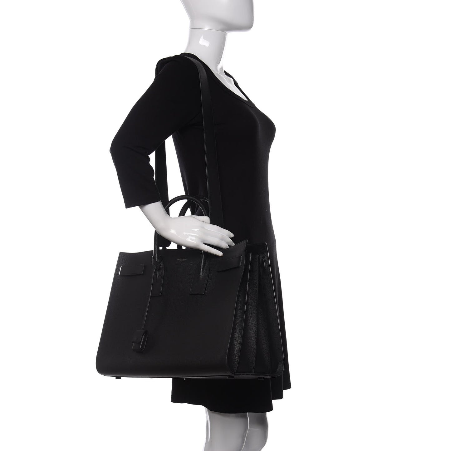 Grained Calfskin Large Sac De Jour Carryall Black