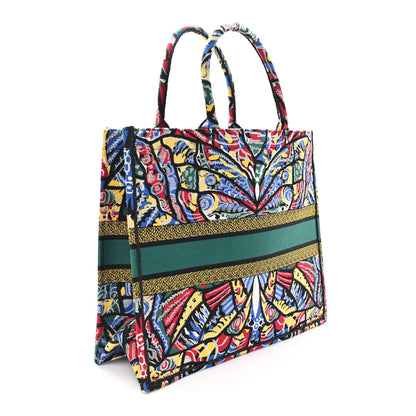 Christian Dior Canvas Embroidered Butterfly Book Tote Black Multicolor 3 of 10