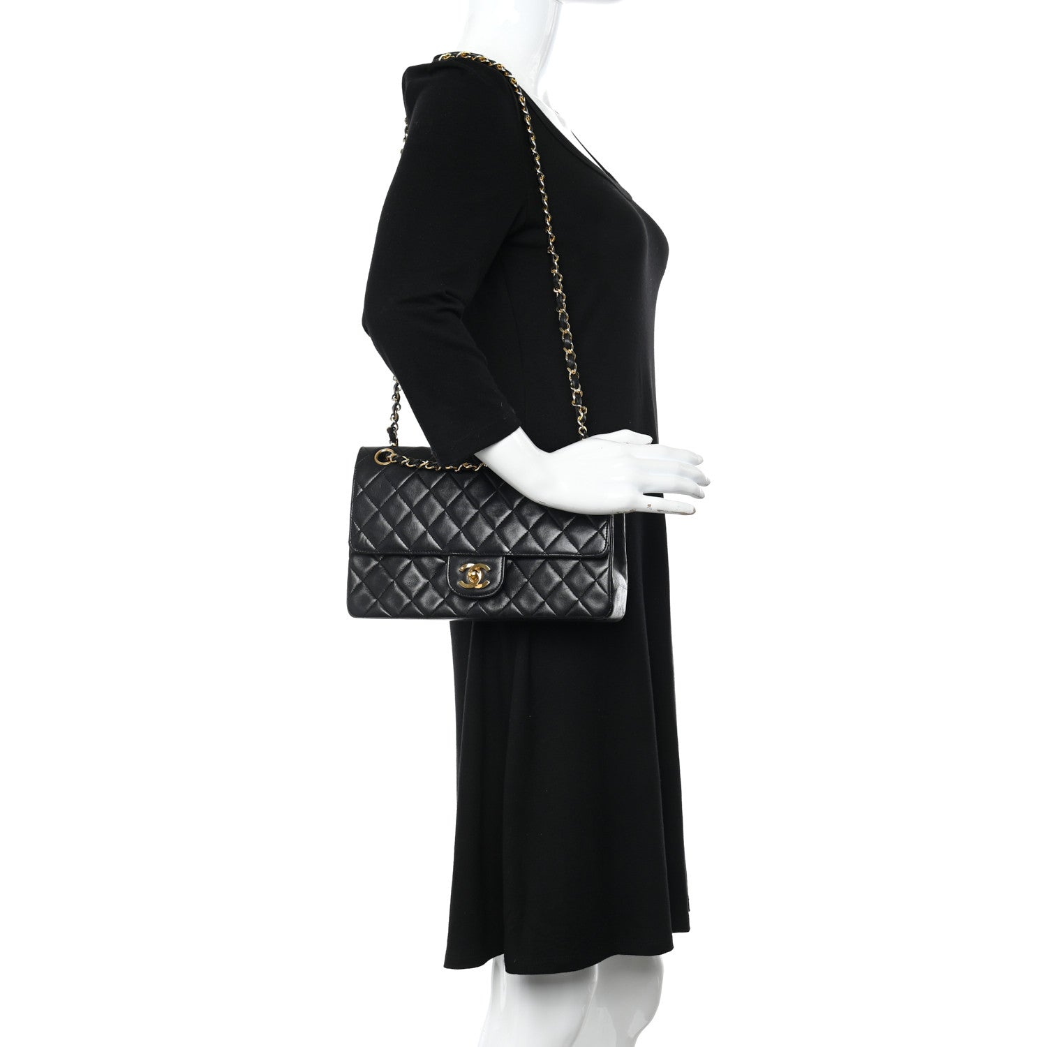 Chanel Lambskin Quilted Medium Double Flap Black 2 of 12