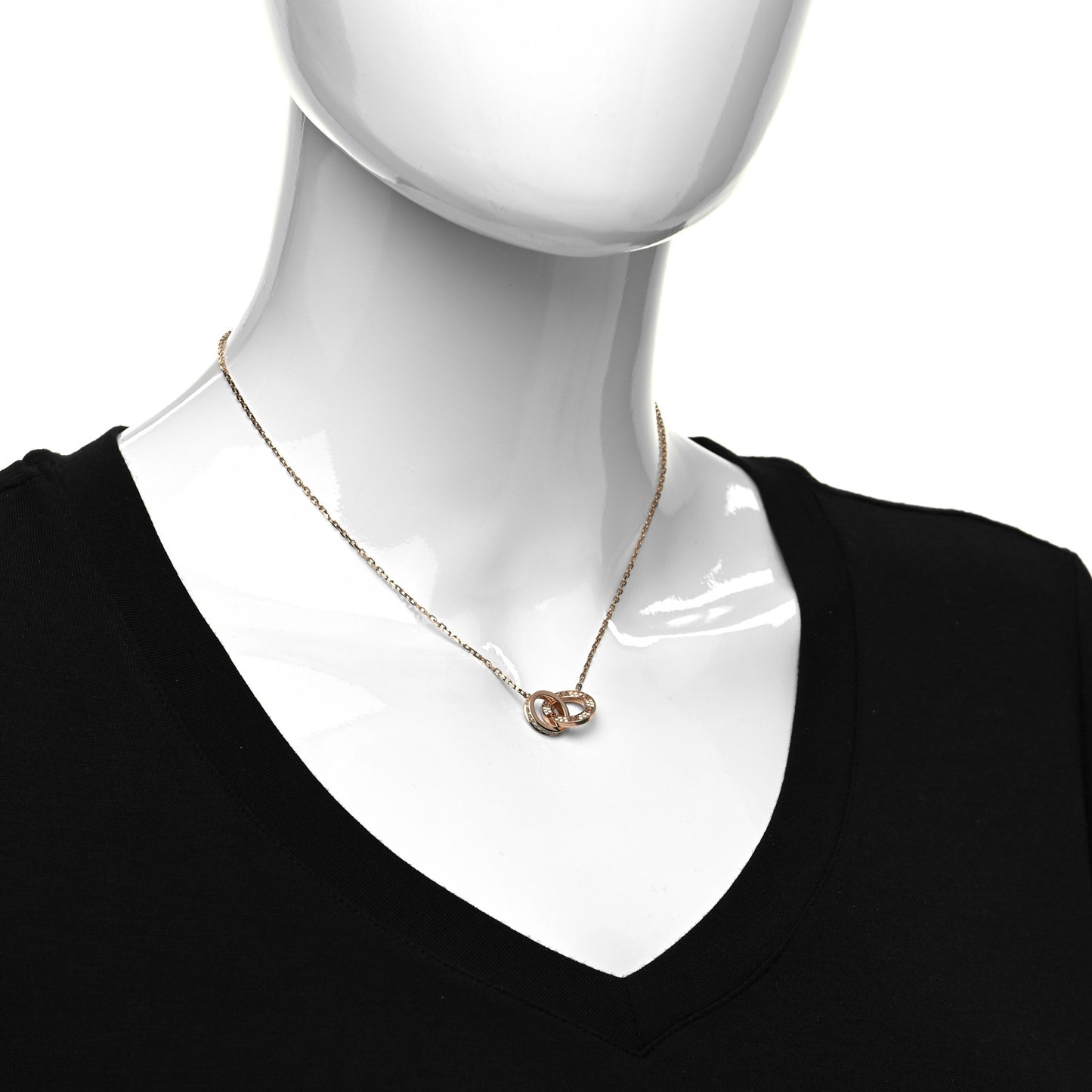 18K Pink Gold Diamond Interlocking LOVE Paved Necklace