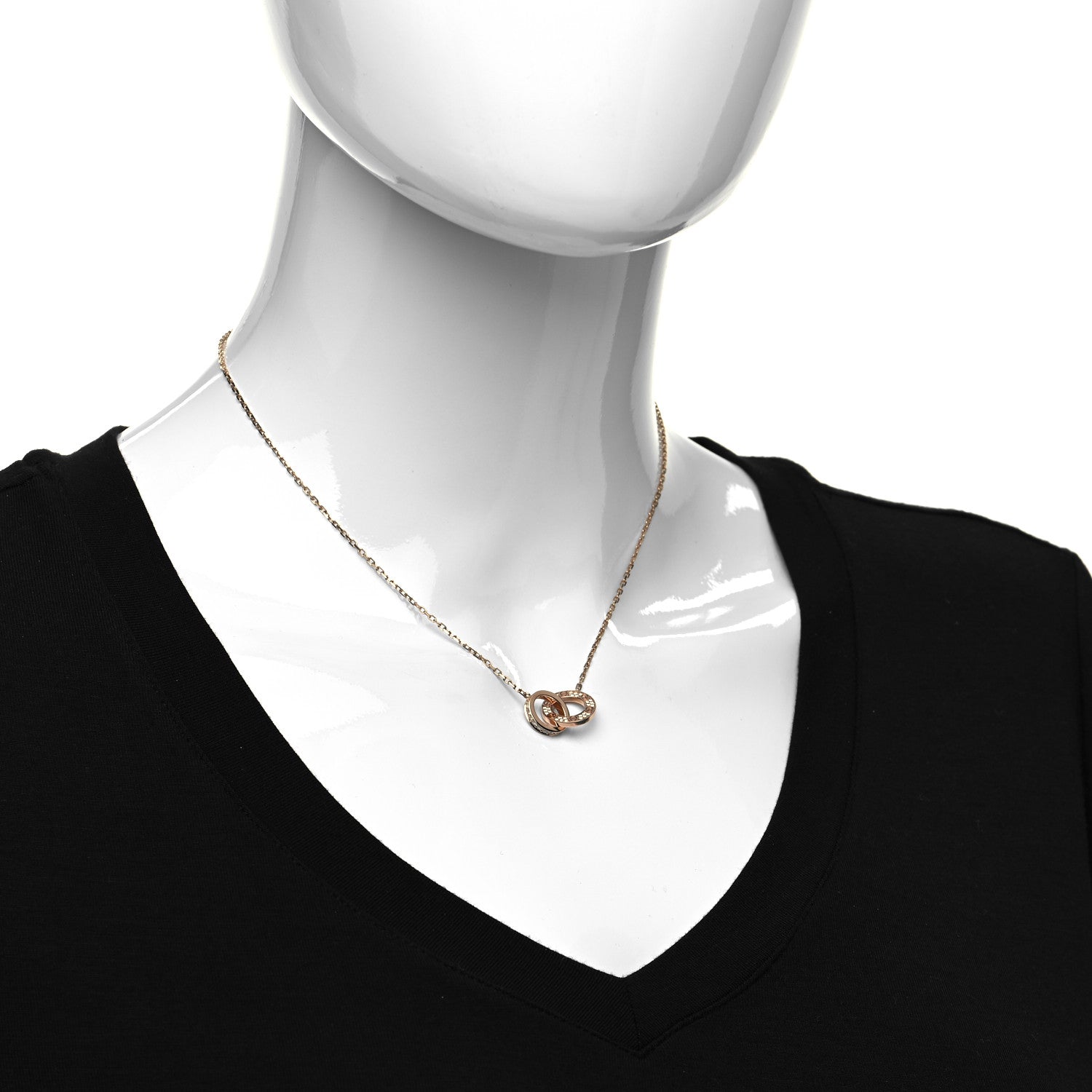 Cartier 18K Pink Gold Diamond Interlocking LOVE Paved Necklace 2 of 5