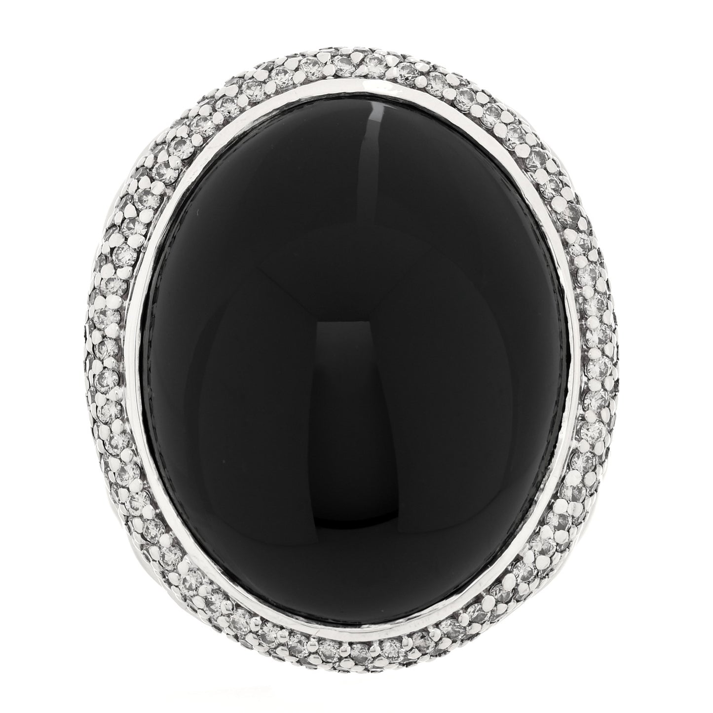 Sterling Silver Diamond 23mm Black Onyx Signature Oval Ring 55 7.25