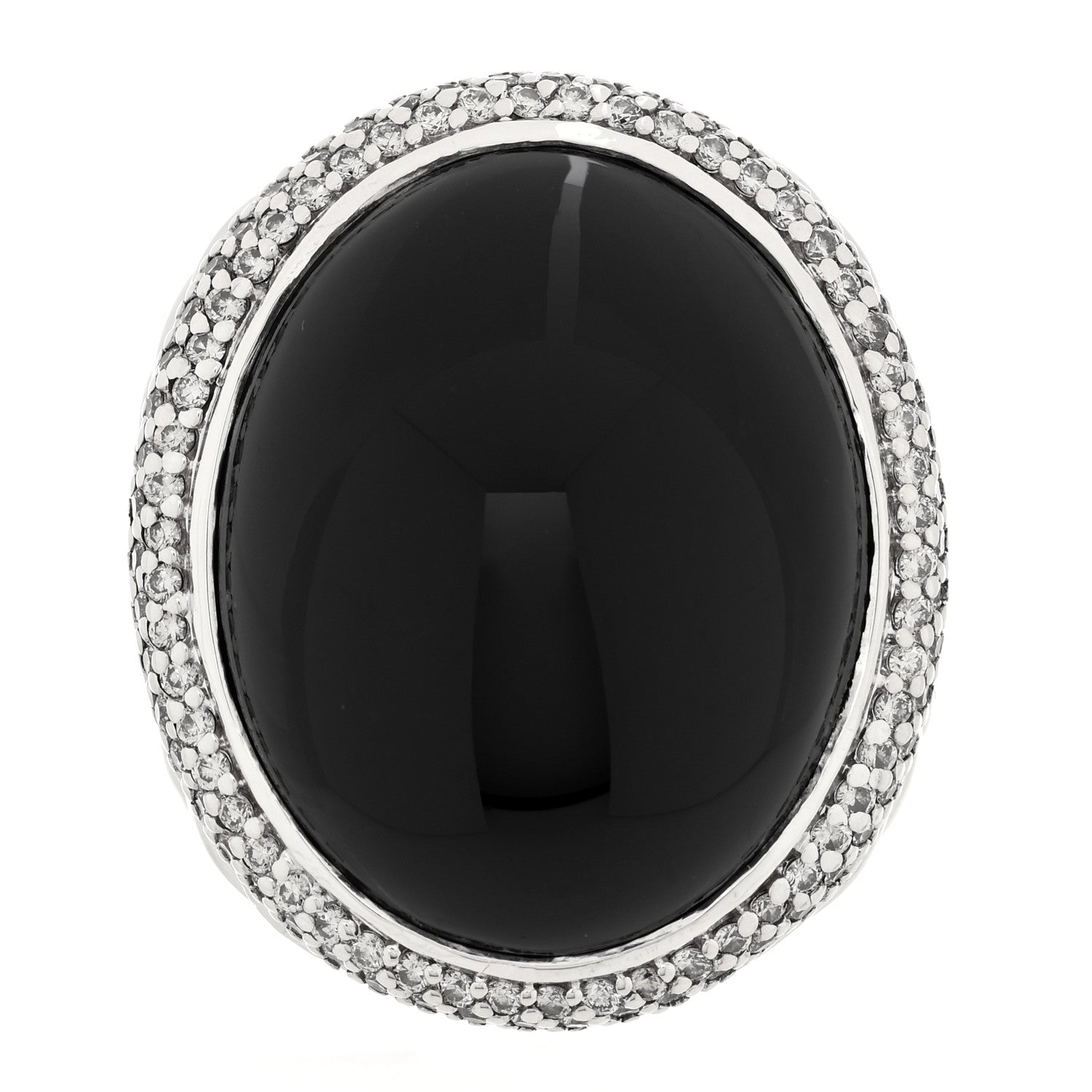 David Yurman Sterling Silver Diamond 23mm Black Onyx Signature Oval Ring 55 7.25 1 of 5