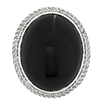 David Yurman Sterling Silver Diamond 23mm Black Onyx Signature Oval Ring 55 7.25 1 of 5