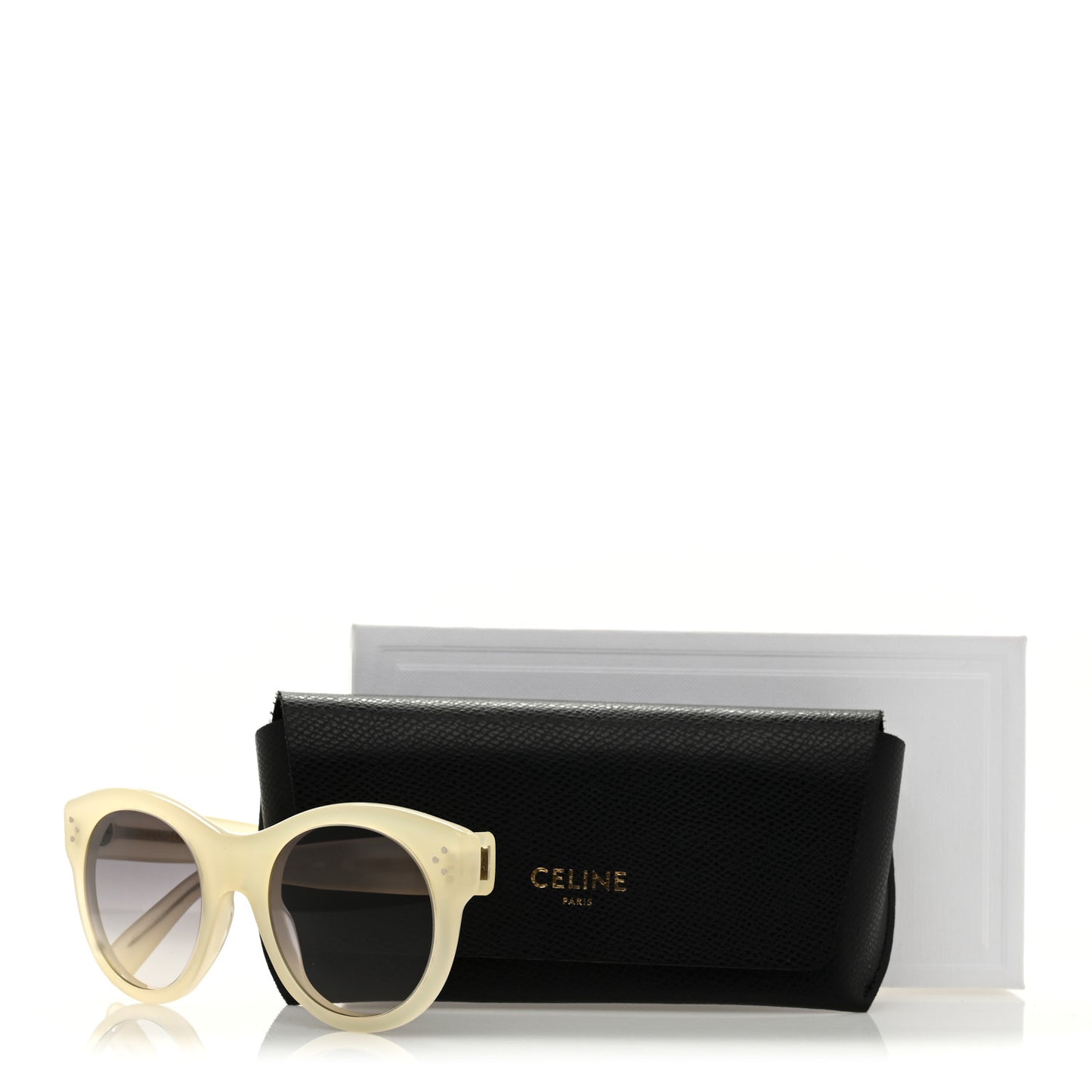 Acetate Studded Round Sunglasses CL40170I White
