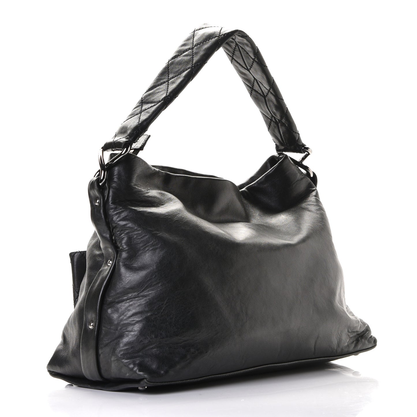 Lambskin Quilted Mademoiselle Hobo Black