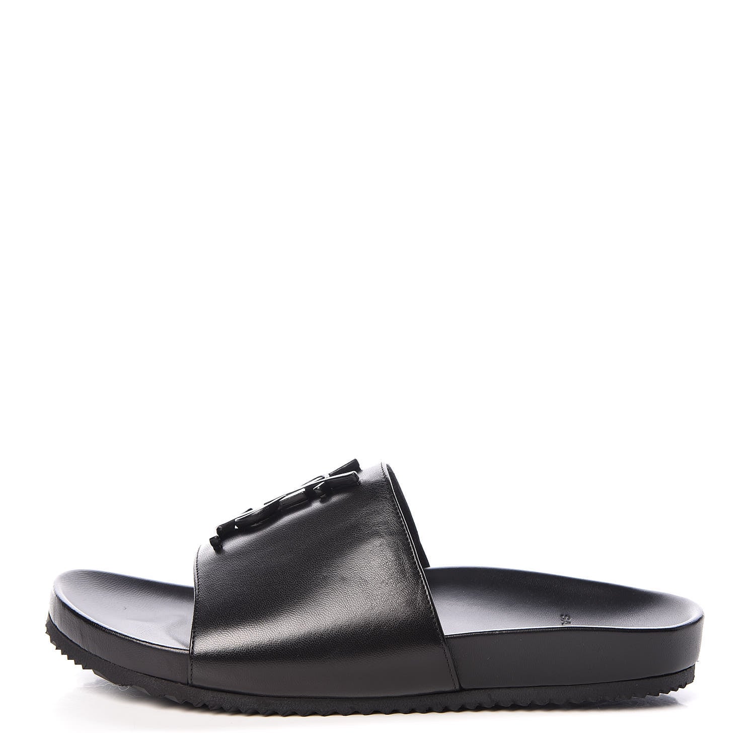 Saint Laurent Calfskin Monogram Joan Slide Sandals 35.5 Black 1 of 8