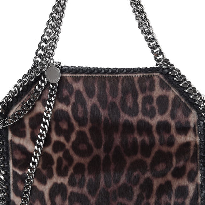 Stella McCartney Faux Calf Hair Leopard Print Mini Falabella Fold Over Tote Black 7 of 9