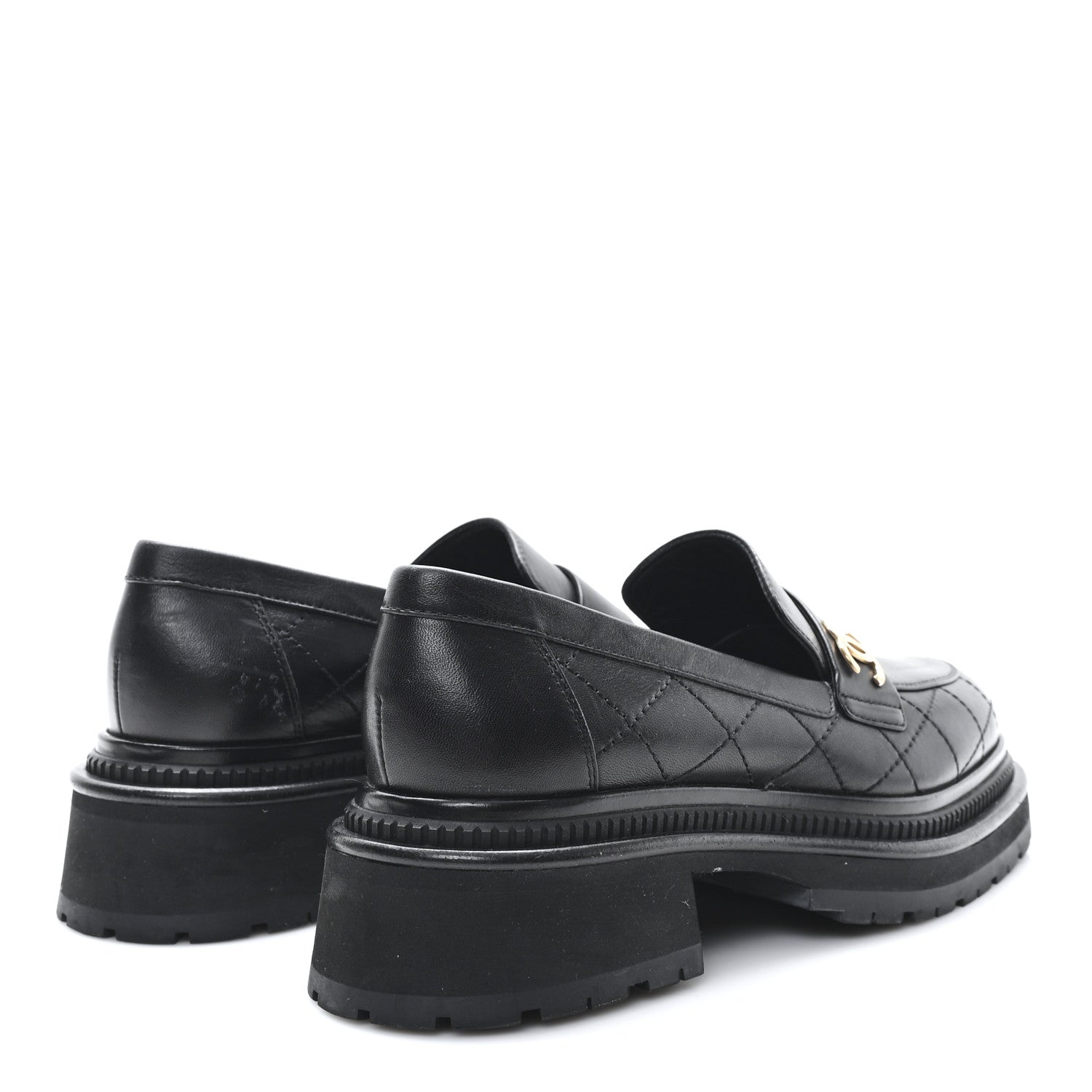 Chanel Calfskin Quilted CC Mocassin Loafers 38 Black 5 of 10