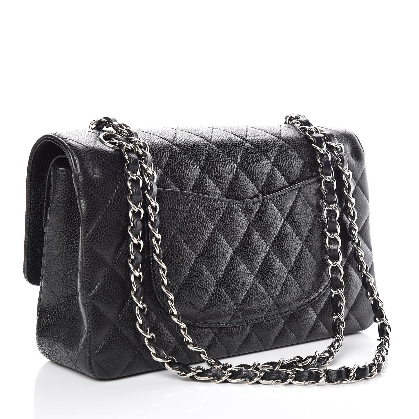 Caviar Quilted Medium Double Flap Black