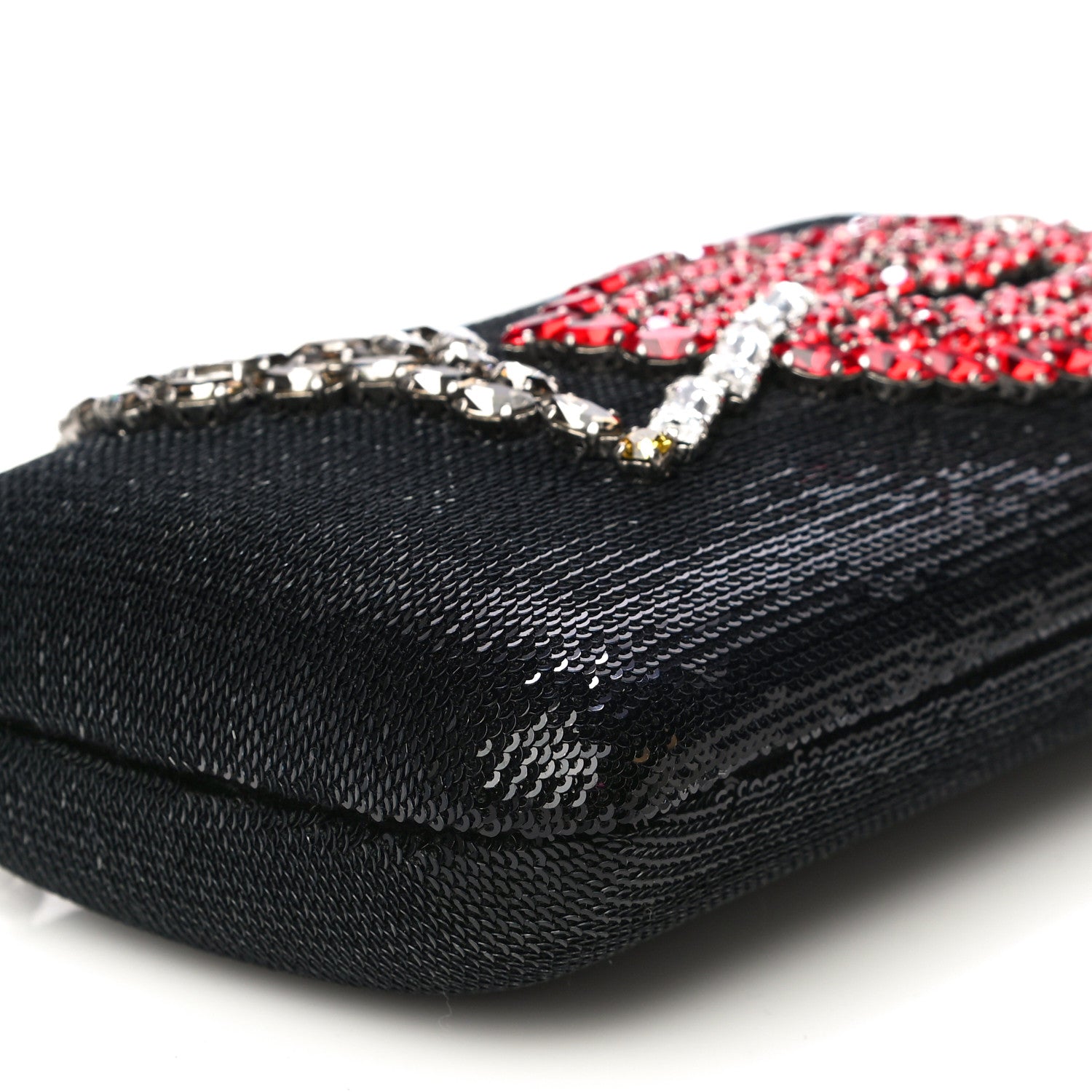 Prada Sequin Crystal Cocktail Chain Clutch Black 10 of 11