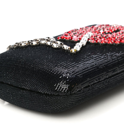 Prada Sequin Crystal Cocktail Chain Clutch Black 10 of 11
